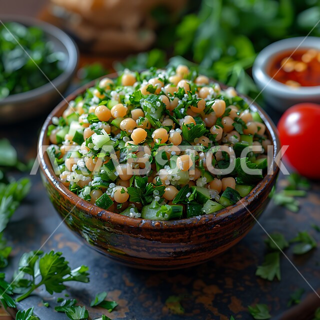 تبولة الكينوا المليئة بالخضراوات الطازجة، تقديم وجبات طعام صحية ومفيدة في المطاعم السعودية، أطعمة غنية بالفيتامينات، حمية غذائية للمحافظة على اللياقة البدنية، أطباق المقبلات العربية والمأكولات الشرقية