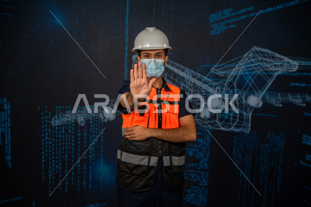 خاصية الهولوجرام ، مهندس سعودي ماهر محترف في صناعة الطائرات، رجل مهندس خليجي ، استخدام تقنية الهولوجرام ثلاثية الابعاد ، صور تجسيمية خاصة بمجسمات الطائرات و هياكلها ، صور متحركة بأبعاد مختلفة ، تصوير ثلاثي الابعاد للأجسام