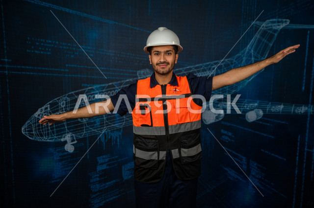 خاصية الهولوجرام ، مهندس سعودي ماهر محترف في صناعة الطائرات، رجل مهندس خليجي ، استخدام تقنية الهولوجرام ثلاثية الابعاد ، صور تجسيمية خاصة بمجسمات الطائرات و هياكلها ، صور متحركة بأبعاد مختلفة ، تصوير ثلاثي الابعاد للأجسام