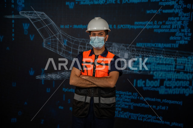 خاصية الهولوجرام ، مهندس سعودي ماهر محترف في صناعة الطائرات، رجل مهندس خليجي ، استخدام تقنية الهولوجرام ثلاثية الابعاد ، صور تجسيمية خاصة بمجسمات الطائرات و هياكلها ، صور متحركة بأبعاد مختلفة ، تصوير ثلاثي الابعاد للأجسام