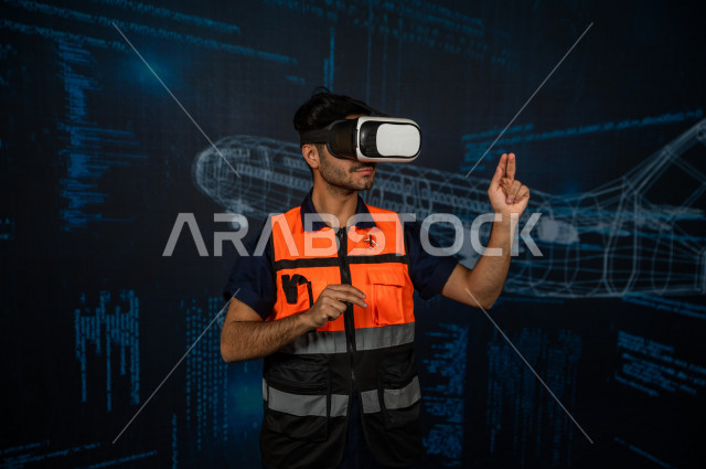 خاصية الهولوجرام ، مهندس سعودي ماهر محترف في صناعة الطائرات، رجل مهندس خليجي ، استخدام تقنية الهولوجرام ثلاثية الابعاد ، صور تجسيمية خاصة بمجسمات الطائرات و هياكلها ، صور متحركة بأبعاد مختلفة ، تصوير ثلاثي الابعاد للأجسام