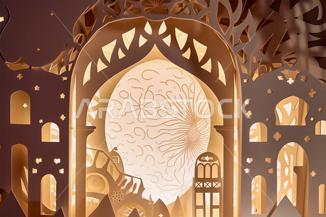رسومات وأشكال هندسية إسلامية، النمط العربي الإسلامي، تصاميم إسلامية باللون البني، زينة الاعياد والمناسبات الدينية، الديكورات والتصاميم الهندسية المميزة في رمضان المبارك، العبادة والتقرب إلى الله
