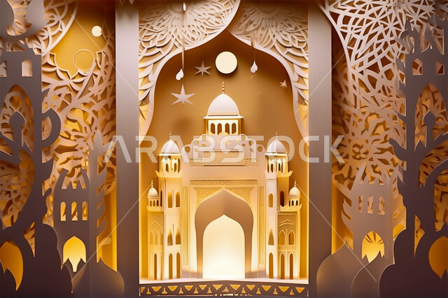 رسومات وأشكال هندسية إسلامية، النمط العربي الإسلامي، تصاميم إسلامية باللون البني، زينة الاعياد والمناسبات الدينية، الديكورات والتصاميم الهندسية المميزة في رمضان المبارك، العبادة والتقرب إلى الله، الديكورات والتصاميم الهندسية لقبب المساجد