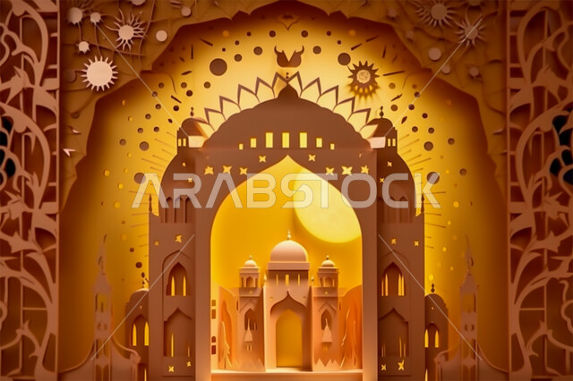 رسومات وأشكال هندسية إسلامية، النمط العربي الإسلامي، تصاميم إسلامية باللون الذهبي، زينة الاعياد والمناسبات الدينية، الديكورات والتصاميم الهندسية المميزة في رمضان المبارك، العبادة والتقرب إلى الله، الديكورات والتصاميم الهندسية لقبب المساجد