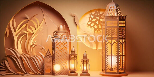 رسومات وأشكال هندسية إسلامية، النمط العربي الإسلامي، تصاميم إسلامية باللون الذهبي، زينة الاعياد والمناسبات الدينية، الديكورات والفوانيس المضيئة في رمضان المبارك، العبادة والتقرب إلى الله