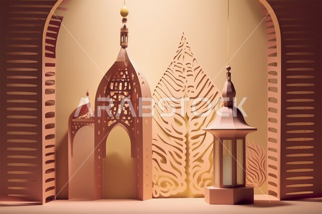 رسومات وأشكال هندسية إسلامية، النمط العربي الإسلامي، تصاميم إسلامية باللون الوردي، زينة الاعياد والمناسبات الدينية، الديكورات والفوانيس المضيئة في رمضان المبارك، العبادة والتقرب إلى الله