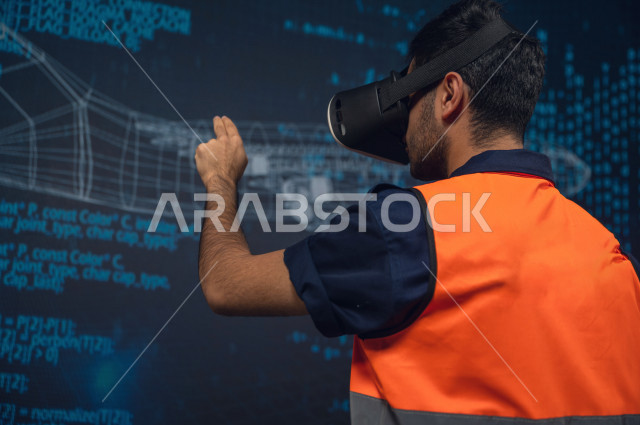 خاصية الهولوجرام ، مهندس سعودي ماهر محترف في صناعة الطائرات، رجل مهندس خليجي ، استخدام تقنية الهولوجرام ثلاثية الابعاد ، صور تجسيمية خاصة بمجسمات الطائرات و هياكلها ، صور متحركة بأبعاد مختلفة ، تصوير ثلاثي الابعاد للأجسام