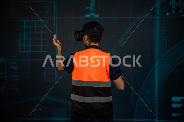 خاصية الهولوجرام  ، مهندس سعودي ماهر محترف في التخطيط ، رجل مهندس خليجي ، استخدام تقنية الهولوجرام ثلاثية الابعاد ، صور تجسيمية خاصة بالمنشأت و الابراج المعمارية ، صور هندسية بأبعاد مختلفة ، تصوير ثلاثي الابعاد للأجسام 