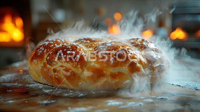 فطور صباحي مغذي، المعجنات الشعبية الساخنة، صورة مقربة للمخبوزات الهشة والطازجة، منتجات وطنية محلية، وصفات وأطباق شهية في مخابز المملكة العربية السعودية