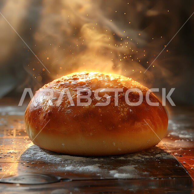 Nutritious morning breakfast, hot popular pastries, close-up of fresh and fluffy baked goods, local national products, recipes and delicious dishes in Saudi Arabia bakeries