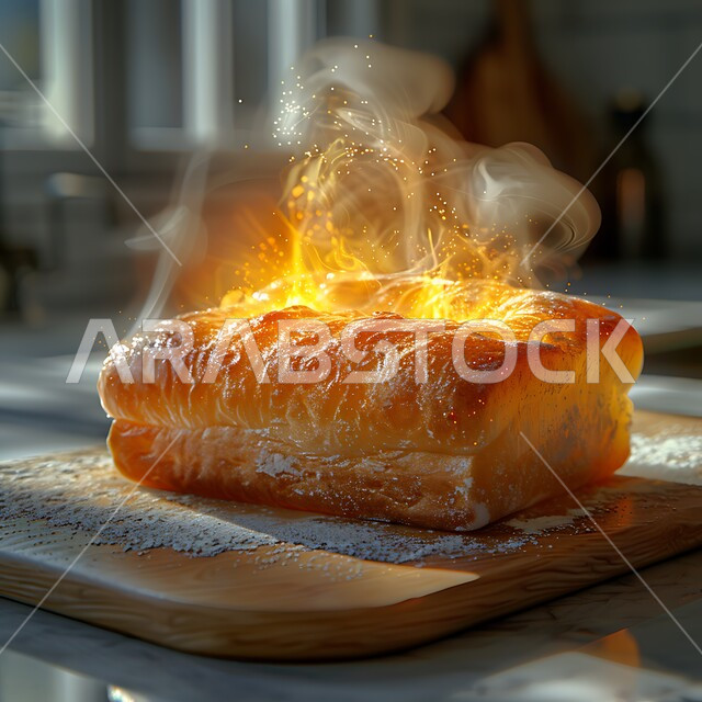 فطور صباحي مغذي، المعجنات الشعبية الساخنة، صورة مقربة للمخبوزات الهشة والطازجة، منتجات وطنية محلية، وصفات وأطباق شهية في مخابز المملكة العربية السعودية