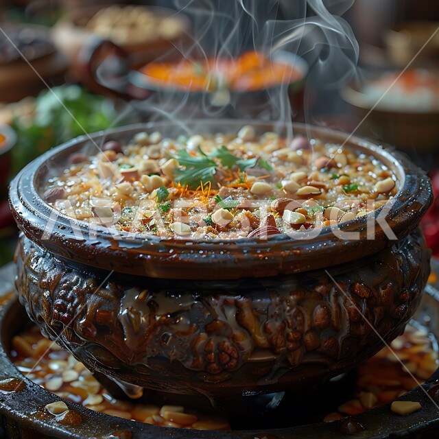  مطابخ ومطاعم المملكة العربية السعودية، أكلات وأطباق شعبيه تقليدية، المقبلات الساخنة الشهية، حساء الهريس السعودي مع الحمص الغني بنكهات التوابل المزين بالبقدونس, طعام صحي ووجبات خفيفه, المأكولات والوجبات الشرقية