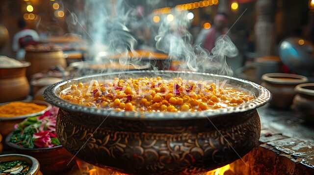  مطابخ ومطاعم المملكة العربية السعودية، أكلات وأطباق شعبيه تقليدية، المقبلات الساخنة الشهية، حساء الهريس السعودي مع الحمص الغني بنكهات التوابل المزين بالبقدونس, طعام صحي ووجبات خفيفه, المأكولات والوجبات الشرقية