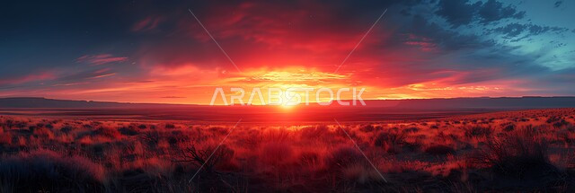 منظر غروب الشمس على الرمال الذهبية الناعمة والتضاريس الصحراوية, التكوينات و التشكيلات  الرملية  في صحراء المملكة العربية السعودية، المناظر الطبيعية المتميزة