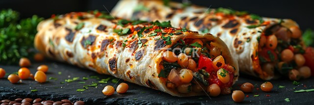 وجبات طعام  الصحية اللذيذة، خبز التورتيلا النباتي المحشو بالخضار المشوية والعدس ، مطاعم المأكولات السريعة في المملكة العربية السعودية ، وجبة فطورعربية خفيفة, وجبة صباحية صحية، ساندويتش مليء بالخضراوات الطازجة