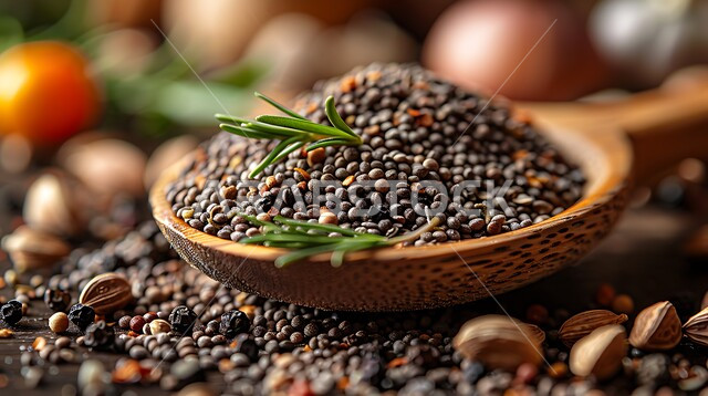 مصدر غذائي مهم للجسم، بذور غنية بالعناصر الغذائية المفيدة للصحة، صورة مقربة لملعقة خشبية من ببذور الكمون مليئة بالفيتامينات والمعادن، جودة المنتجات الوطنية المحلية، محاصيل عربية سعودية