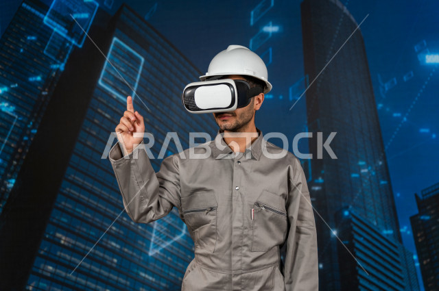 خاصية الهولوجرام  ، مهندس سعودي ماهر محترف في التخطيط ، رجل مهندس خليجي ، استخدام تقنية الهولوجرام ثلاثية الابعاد ، صور تجسيمية خاصة بالمنشأت و الابراج المعمارية ، صور هندسية بأبعاد مختلفة ، تصوير ثلاثي الابعاد للأجسام 