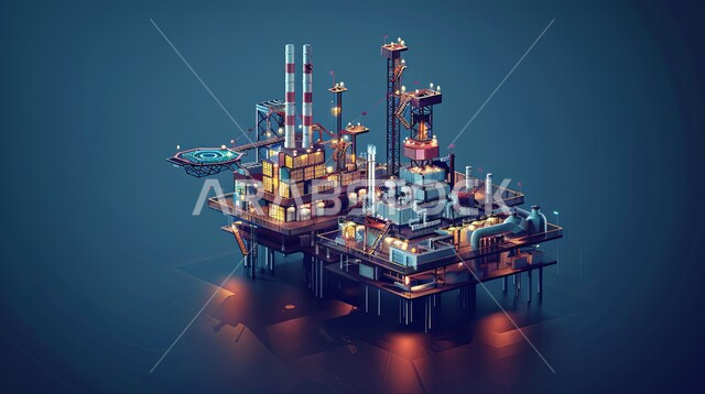 استنباط النفط والزيوت, استخراج وتصدير الثروات الباطنية،  صورة مقربة لحفارة تقوم بالتنقيب عن النفط وسط البحر, آلات حفر ضخمة , جودة الأدوات والمعدات لصناعة وتخزين البترول