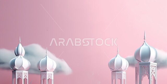 فانوس معدني تقليدي مضيء، الاحتفال بالمناسبات والأعياد الدينية الاسلامية، الأجواء الروحانية المتميزة، البهجة بقدوم شهر الخير، زينة وديكورات رمضان المبارك, خلفية وردية