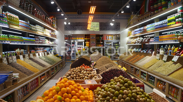 أصناف وأنواع من السلع المختلفه في الأسواق الشعبية التقليدية, متجر لبيع الاحتياجات والمستلزمات المنزلية، عرض المواد الغذائيه والتموينات المحليه في الماركت, منتجات ومحاصيل زراعية وطنية سعودية