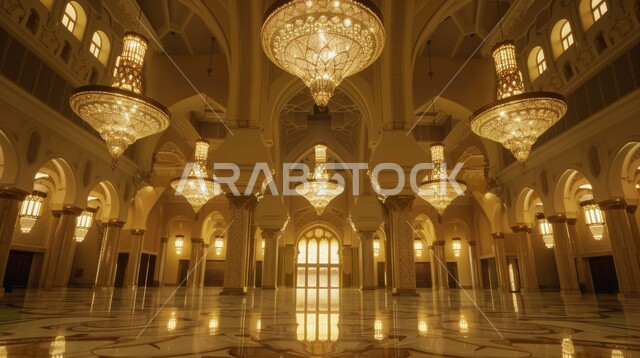 أداء الصلوات والفرائض، الفن الهندسي المعماري على الطراز الاسلامي، تصميمات وديكورات داخلية دينية متميزة، الزخارف والتصميمات الفاخرة لقاعات الصلاة الواسعة في المساجد، العبادة والتقرب الى الله