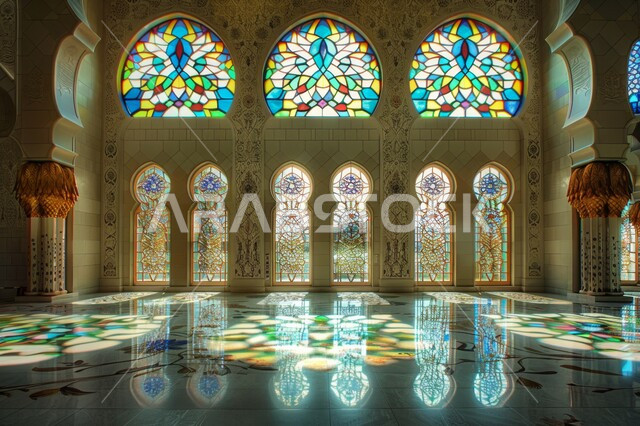 مفهوم العبادة والتقرب الى الله, أداء الصلوات والفرائض، الفن الهندسي المعماري على الطراز الاسلامي، تصميمات وديكورات داخلية دينية متميزة، الزخارف والتصميمات الفاخرة لقاعات الصلاة في المساجد