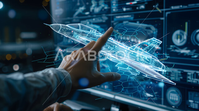 مفهوم هندسة الطيران, الشركات الجوية العربية السعودية، رؤية سعودية 2030، علوم وتكنولوجيا الذكاء الاصطناعي في المصانع الهندسية، تحقيق الثورة الصناعية، مجسم ثلاثي الأبعاد لطائرة بتقنية الهولوجرام، صيانة وإنشاء الطائرات النفاثة الحديثة باستخدام التكنولوجيا