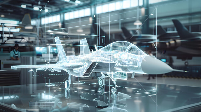  مجسم ثلاثي الأبعاد لطائرة بتقنية الهولوجرام، صيانة وإنشاء الطائرات النفاثة الحديثة باستخدام التكنولوجيا, مفهوم هندسة الطيران, الشركات الجوية العربية السعودية، رؤية سعودية 2030، علوم وتكنولوجيا الذكاء الاصطناعي في المصانع الهندسية، تحقيق الثورة الصناعية