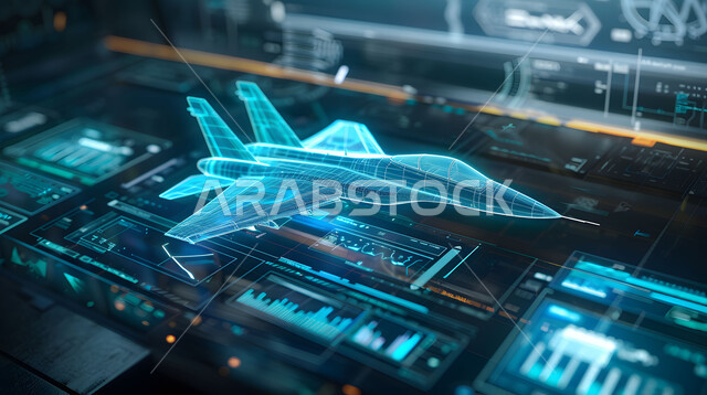  مجسم ثلاثي الأبعاد لطائرة بتقنية الهولوجرام، صيانة وإنشاء الطائرات النفاثة الحديثة باستخدام التكنولوجيا, مفهوم هندسة الطيران, الشركات الجوية العربية السعودية، رؤية سعودية 2030، علوم وتكنولوجيا الذكاء الاصطناعي في المصانع الهندسية، تحقيق الثورة الصناعية