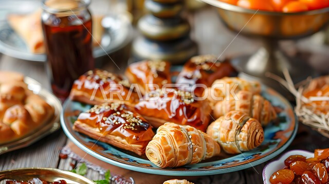 مشروبات رمضانية شهية، مصدر طبيعي للسكريات، أطباق مليئة بالتمر والفواكه المجففة الطازجة، تمور ومكسرات لذيذة، منتجات ومحاصيل زراعية محلية سعودية وطنية، وجبة ذات قيمة غذائية عالية، غذاء صحي ومفيد