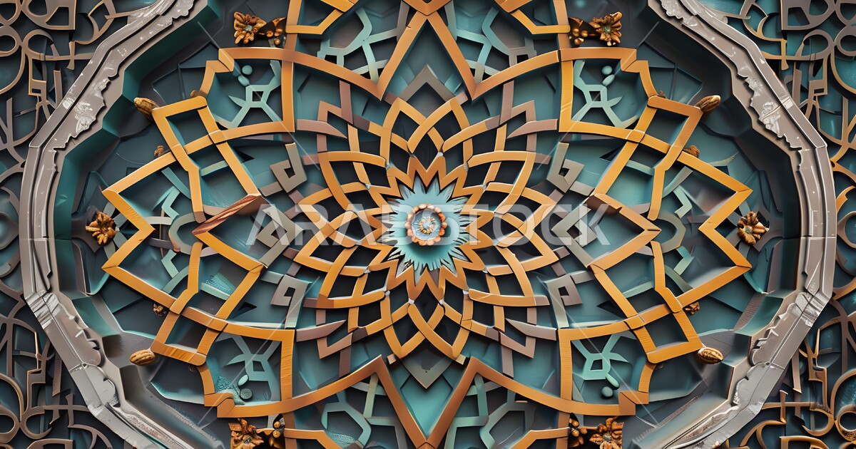 Ornate Islamic design template, 3D Islamic motifs and decorations ...