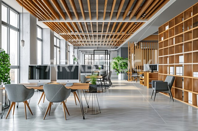  تجهيزات مكتبية حديثة وأثاث أنيق ومريح، تصاميم عصرية حديثة لمكاتب الشركات السعودية، تصاميم داخلية وديكورات راقية خشبية على الطراز الحديث، واجهات زجاجية كبيرة في مكاتب العمل