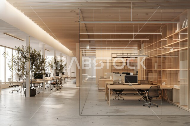  تجهيزات مكتبية حديثة وأثاث أنيق ومريح، تصاميم عصرية حديثة لمكاتب الشركات السعودية، تصاميم داخلية وديكورات راقية خشبية على الطراز الحديث، واجهات زجاجية كبيرة في مكاتب العمل