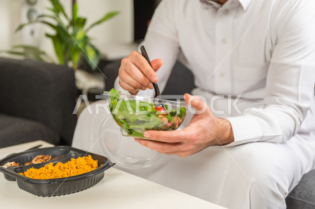 Healthy meals consisting of rice and chicken with fresh salad for a fit and harmonious body, nutritional diet, ideal weight.