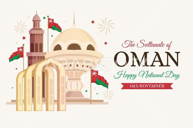 الأعلام  والرايات الوطنية للدول العربية، الاعتزاز والفخر بالرموز والراية العمانية، أيقونة ثلاثية الأبعاد لعلم دولة سلطنة عمان، حب الوطن والإنتماء إليه، إحياء ذكرى اليوم الوطني العماني