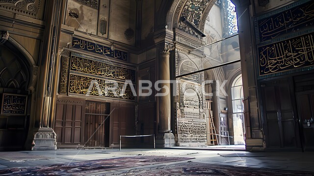 تصميمات وديكورات داخلية دينية، الزخارف والتصميمات الفاخرة لقاعات الصلاة الواسعة في المساجد، أداء الصلوات والفرائض، الفن الهندسي المعماري على الطراز الاسلامي العربي, أماكن العبادة والتقرب الى الله