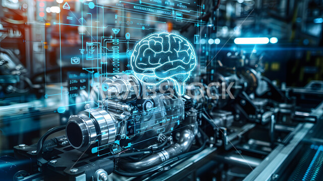 Using modern technologies to follow up on advanced engineering projects and plans, the concept of the automobile industry, three-dimensional holographic diagrams of the prototype of the car’s structure and engine, a Saudi future vision 2030.