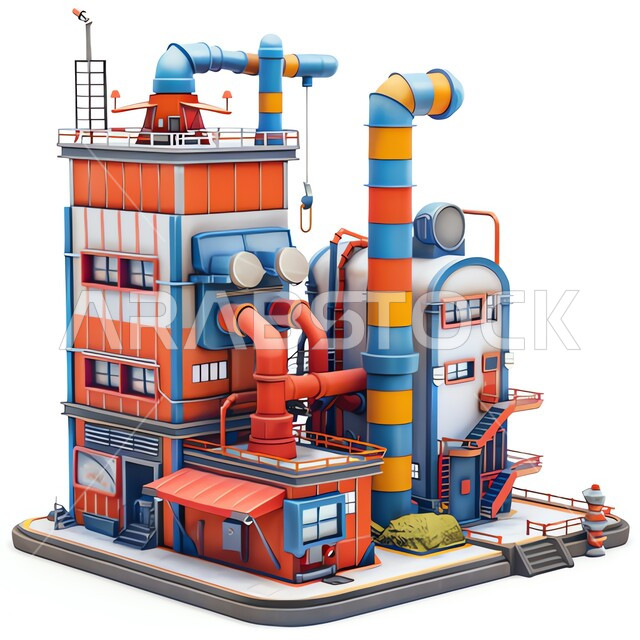 صناعات ومشاريع بيتروكيماوية، مستودعات ضخمة و كبيرة، هندسات ومعدات صناعية, مصانع ومعامل المملكة العربية السعودية، مصنع تكرير النفط والغاز، مصفاة دخان المعامل، خلفية بيضاء