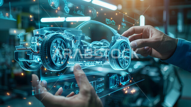 التصاميم و المشاريع الهندسية لمخططات المستقبل, الانطلاق نحو الأفق، ابتكار وصناعة السيارات المتطورة, رؤية مستقبلية سعودية 2030, التقنيات والتكنولوجيا الحديثة, رسومات بيانية هولوجرامية ثلاثية الابعاد للنموذج الأولي لهيكل السيارة