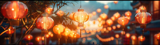 الأجواء الرمضانية الروحانية في شهر الخير والبركة، صورة ظلية للمصابيح المضيئة والمزخرفة للاحتفال بالأعياد والمناسبات الاسلامية, زينة واكسسوارات وأضواء رمضان المبارك، خلفية دينية, سيلوليت