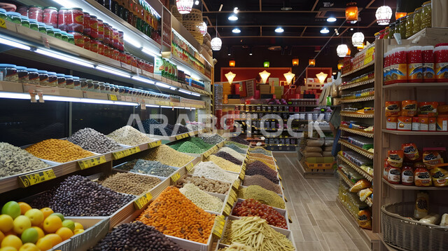 شراء الاحتياجات والمستلزمات المنزلية للمستهلك، السلع والمواد الغذائية المختلفة في أرفف السوبرماركت، جودة المنتجات والمحاصيل الوطنية المحلية، المراكز والمحلات التجارية