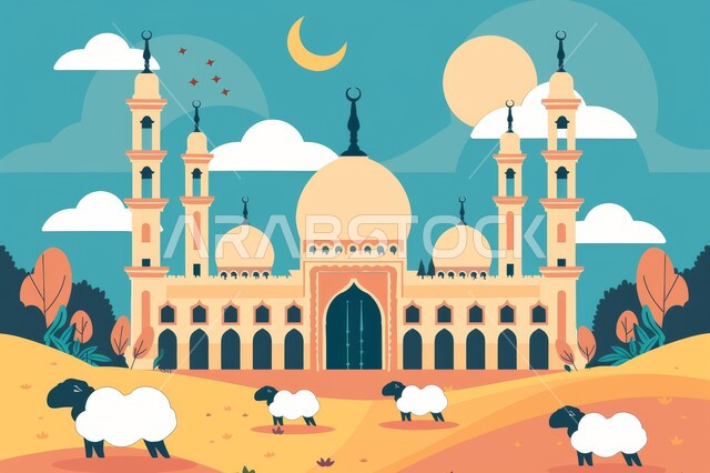 المعالم الإسلامية المقدسة، التصاميم  التاريخية لبناء المساجد في المملكة العربية السعودية, أجواء روحانية دينية, خرفان عيد الأضحى المبارك, العبادة بالتقرب الى الله تعالى, أعياد ومناسبات المسلمين, رسومات على الطراز الإسلامي