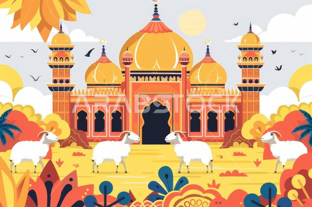 المعالم الإسلامية المقدسة، التصاميم  التاريخية لبناء المساجد في المملكة العربية السعودية, أجواء روحانية دينية, خرفان عيد الأضحى المبارك, العبادة بالتقرب الى الله تعالى, أعياد ومناسبات المسلمين, رسومات على الطراز الإسلامي