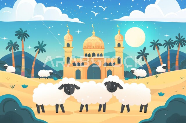 المعالم الإسلامية المقدسة، التصاميم  التاريخية لبناء المساجد في المملكة العربية السعودية, أجواء روحانية دينية, خرفان عيد الأضحى المبارك, العبادة بالتقرب الى الله تعالى, أعياد ومناسبات المسلمين, رسومات على الطراز الإسلامي