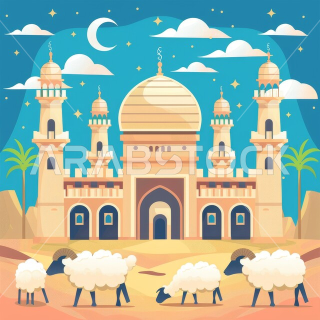 المعالم الإسلامية المقدسة، التصاميم  التاريخية لبناء المساجد في المملكة العربية السعودية, أجواء روحانية دينية, خرفان عيد الأضحى المبارك, العبادة بالتقرب الى الله تعالى, أعياد ومناسبات المسلمين, رسومات على الطراز الإسلامي