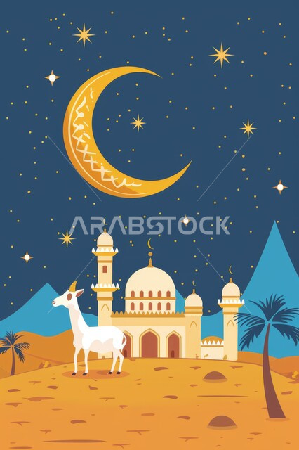 الهلال المضيء في السماء الواسعة, رسومات دينية اسلامية, بناء المساجد بتصاميم معمارية عريقة, التاريخ الإسلامي للملكة العربية السعودية, القبب والمآذن العالية, دور اماكن العبادات والمقدسات