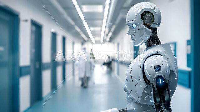 رؤية مستقبلية تكنولوجية سعودية 2030، تطوير تقنيات الذكاء الاصطناعي والتعاون بينها وبين البشر، روبوت في احد المراكز الطبية في المملكة العربية السعودية، التطور والتقدم التقني في المجال الطبي والصحي، مفهوم التحول الرقمي