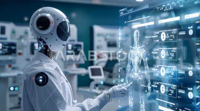 تطوير تقنيات الذكاء الاصطناعي والتعاون بينها وبين البشر، روبوت في احد المراكز الطبية في المملكة العربية السعودية، التطور والتقدم التقني في المجال الطبي والصحي، رؤية مستقبلية تكنولوجية سعودية 2030، مفهوم التحول الرقمي