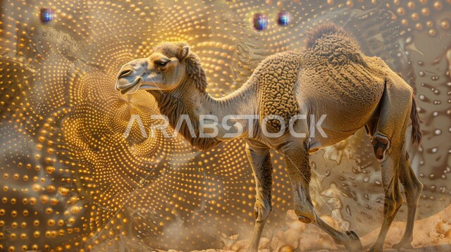 منحوتات وزخارف ذهبية رخامية راقية, ديكورات وتصاميم فنية عصرية, رسوم جدارية ثلاثية الأبعاد لمجسم حيوان الجمل سفينة الصحراء، وسائل التنقل في البادية في العصور القديمة، الحب والاهتمام بالإبل في المملكة العربية السعودية