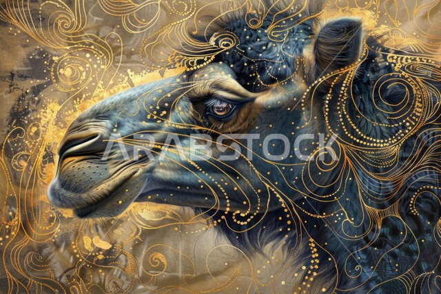 زخارف ومنحوتات ذهبية رخامية راقية, ديكورات وتصاميم فنية عصرية, رسوم جدارية ثلاثية الأبعاد لمجسم حيوان الجمل سفينة الصحراء، وسائل التنقل في البادية في العصور القديمة، الحب والاهتمام بالإبل في المملكة العربية السعودية